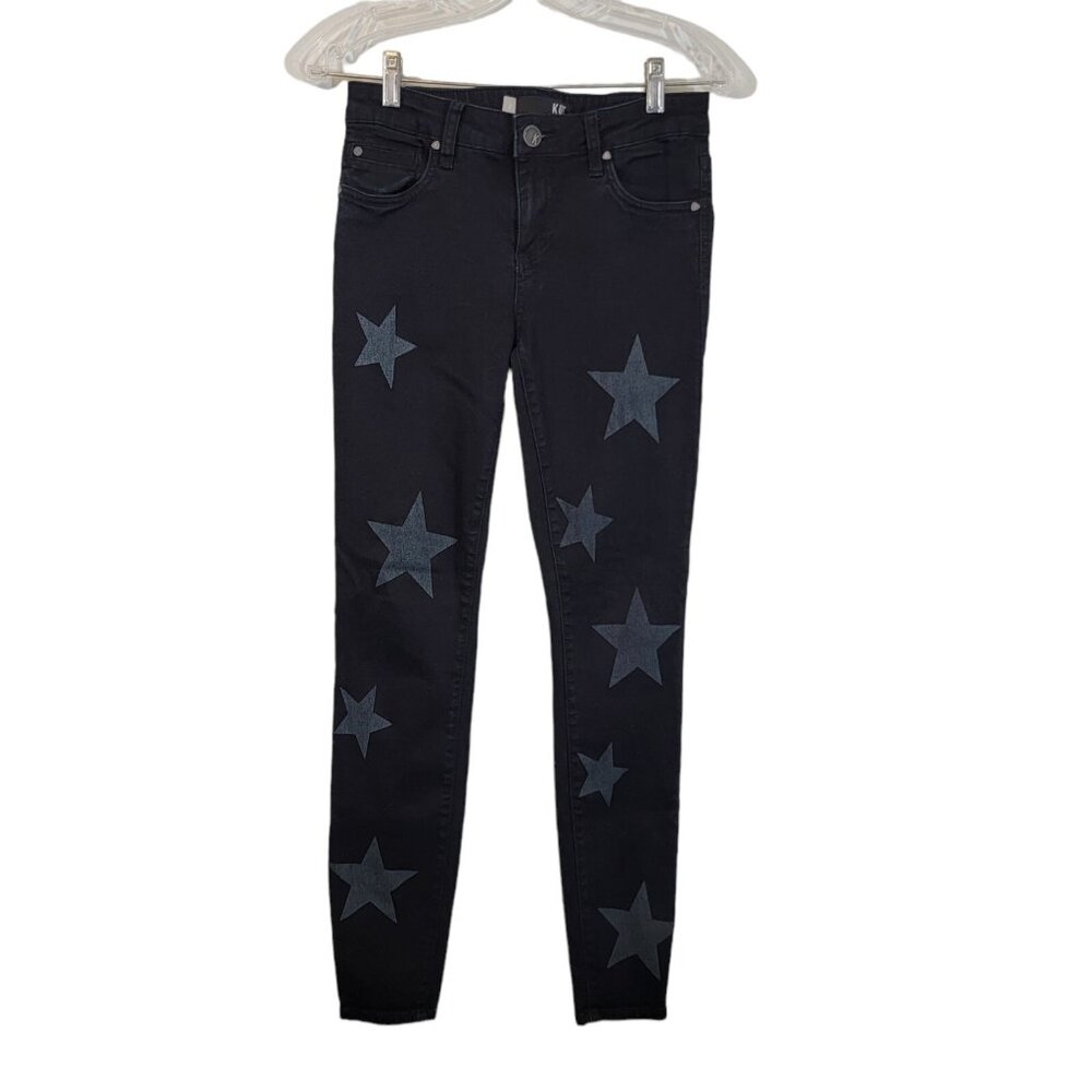 Kut From The Kloth Jeans Mia Toothpick Skinny Black‎ Stars Jeans Size 2 EUC